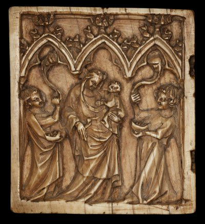 Painel díptico com Virgem e Criança e dois anjos, 1375-1400 de French School