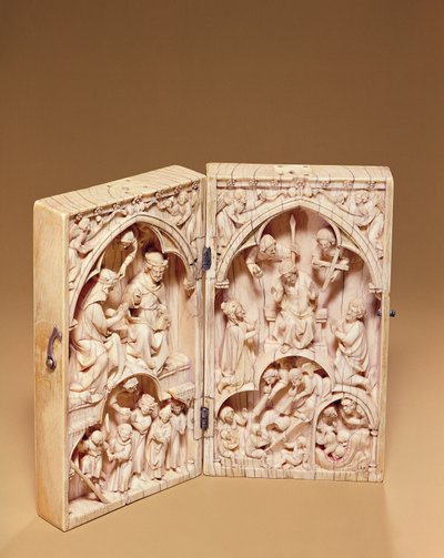 Díptico com a Coroação da Virgem e o Juízo Final, c.1260-70 de French School