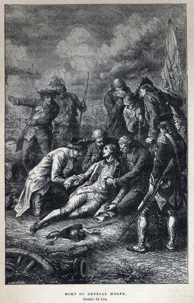 Descobrimos o Canadá: Morte do General James Wolfe (1727-1759) Militar britânico na Batalha do Québec em 13 de setembro de French School