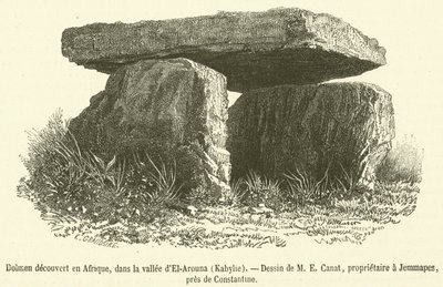 Dolmen descoberta em África, no vale de El-Arouna, Kabylie (gravura) de French School