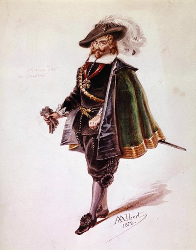 O fato do Don Salluste para o Ruy Blas do Victor Hugo. Desenho de Albert de 1872. Maison Victor Hugo, Paris. de French School