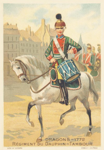 Dragões, Regiment du Dauphin, Drambour em 1772 de French School
