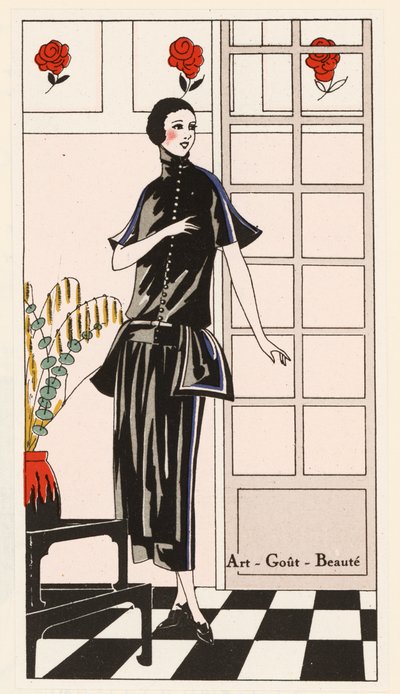 Desenho de vestido de Jean Patou de French School