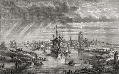 Dunquerque, França, no século XVIII, de "Histoire de la Revolution Française" de Louis Blanc (1811-82) gravada por Hildibrand, 1847-1862 de French School