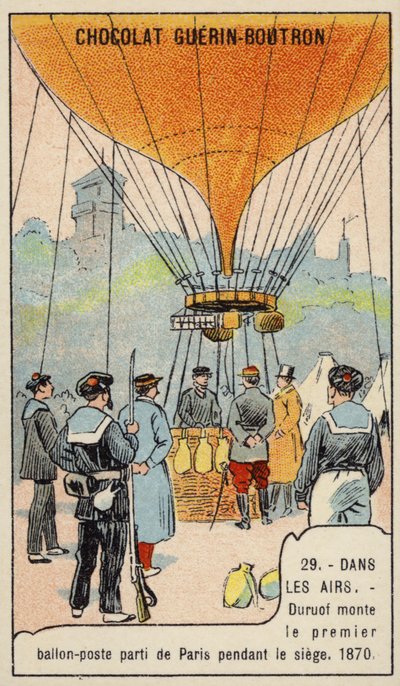 Duruof faz o primeiro voo de balão postal durante o Cerco de Paris de French School