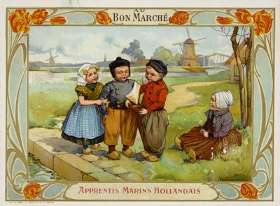 Holandês, crianças, olhar, veleiro de French School