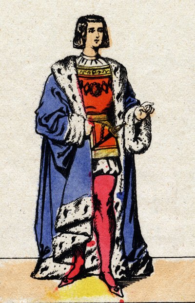 Dinastia dos Valois: Retrato de Luís XII (1462-1515), rei de França, de 1498 a 1515. Imagem epinal do final do século XIX. Coleção particular. de French School