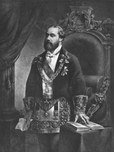 Edward (1841-1910) Prince of Wales, mais tarde Edward VII, como Grão-Mestre da Maçonaria, 1884 de French School
