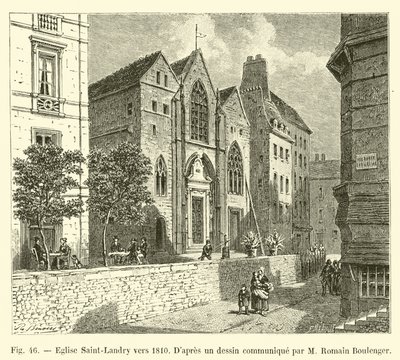 Igreja Saint-Landry por volta de 1810, Dapres um desenho comunicado pelo Sr. Romain Boulenger de French School