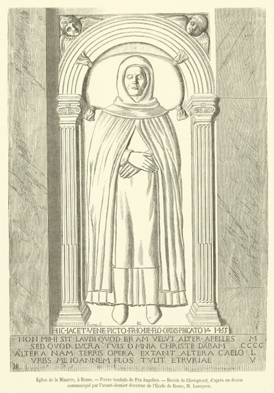 Igreja da Minerva em Roma, Tombstone of Fra Angelico (gravura) de French School