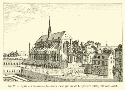 Igreja Bernardins, fac-símile de uma gravura de I Sylvestre, 1650, costa noroeste de French School