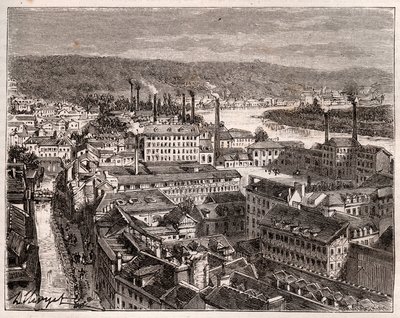 Elbeuf - Seine-Maritime - gravura em "La France illustree: geographie, histoire, administration statistique" de V.A. Malt-Brown. 1884 de French School