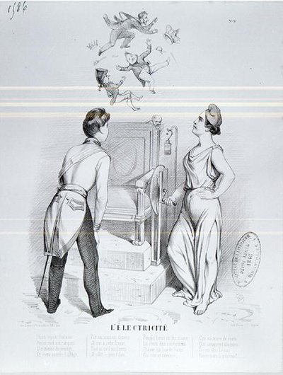 Electricidade, caricatura da revolução de 1848 de French School