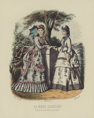 Elegante, mulheres, em, vestido período, ficar, em, jardim de French School