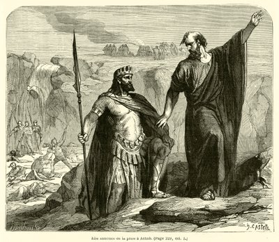 Elijah anuncia chuva a Ahab (gravura) de French School