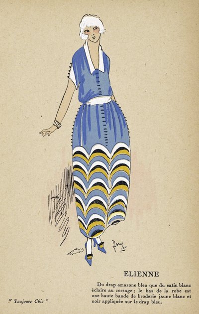 Elienne, de Toujours Chic, pub.1921-22 (impressão a stencil) de French School