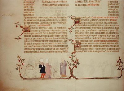 Eliezer apresenta Rebecca a Isaac, de "A Bíblia de Jean de Sy", c.1355 (vellum) de French School