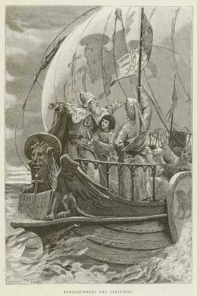 Embarque dos venezianos (gravura) de French School