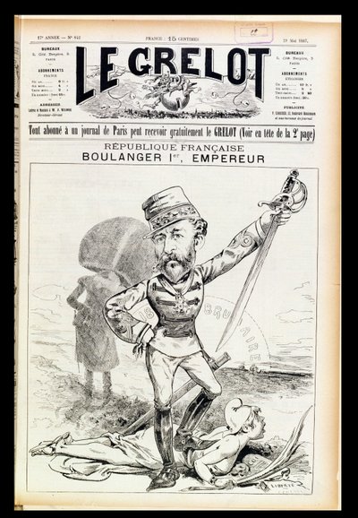 Emperor Boulanger the First, caricatura da capa de Le Grelot, 29 de maio de 1887 de French School