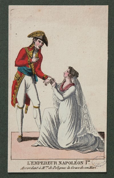 Imperador Napoleão I segundo Madame de Polignac a graça do marido de French School