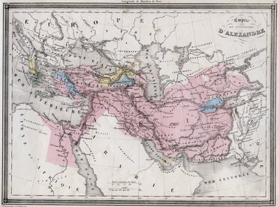 Império e Expedição de Alexandre o Grande - Placa do "Atlas Universal da Geografia Antiga e Moderna para o Uso das Escolas Residenciais" por Vuillemin - ca. 1845 de French School