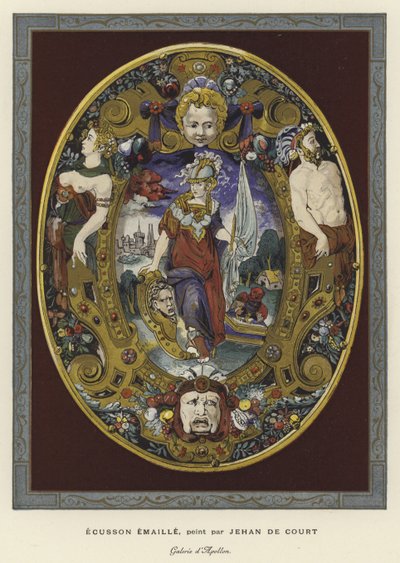Espelho esmaltado pintado por Jean Decourt, século XVI de French School