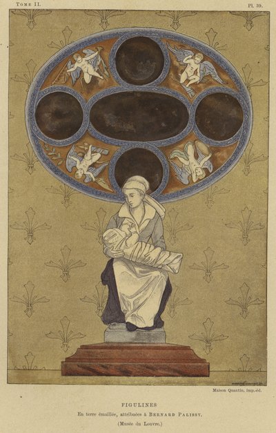 Figulina de cerâmica esmaltada atribuída a Bernard Palissy, do século XVI de French School