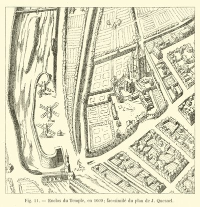 Recinto do Templo, em 1609; fac-símile do plano de J Quesnel de French School
