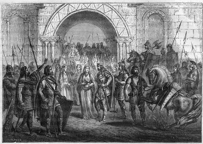 Entrada de Chilperic I (539-584), rei dos Francos e Galsuinte ou Galswinthe para Rouen. de French School
