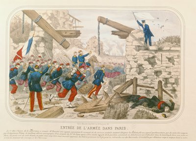 Entrada do exército em Paris, 21 de maio de 1871 (gravura colorida) de French School