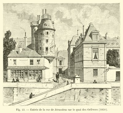 Entrada, para, jerusalém, rua, ligado, a, quai, des, Orfevres, 1850 de French School