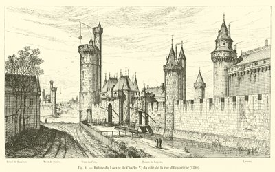 Entrada do Louvre de Charles V, ao lado da Rue d&39;Hosteriche, 1380 de French School