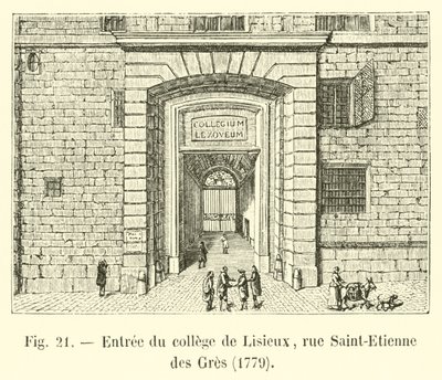 Entrada da Faculdade de Lisieux, rue Saint-Etienne des Gres, 1779 de French School