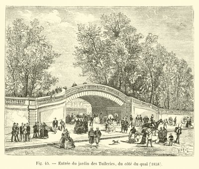 Entrada para o Jardim das Tulherias, ao lado do cais, 1858 de French School