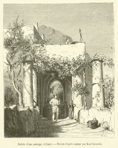Entrada de uma pousada, em Capri (gravura) de French School