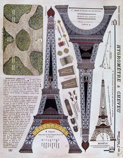 Imagem epinal número 420 (Grande Construção) de 1908 na Torre Eiffel. de French School
