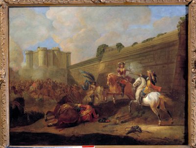 Episódio de la Fronde em 1648-1652: luta de dois cavaleiros, faubourg Saint Antoine debaixo das paredes da Bastilha Pintura contra-escarpa da Escola Francesa. Século XVII. Sol 0,5x0,72 m de French School