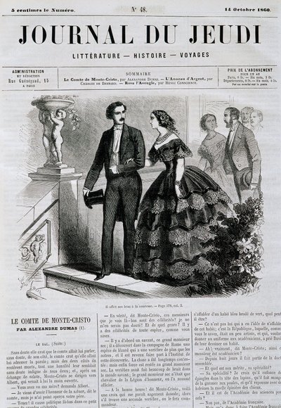 Episódio da série de romances O Conde de Monte Cristo (Monte Cristo) - em "Le Journal du Jeudi" de 14/10/1860 de French School
