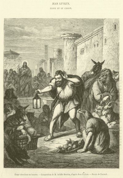 Esopo à procura de um homem (gravura) de French School