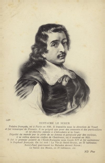 Eustache Le Sueur, pintor francês (litografia) de French School