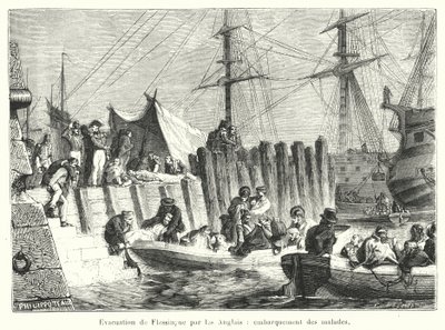 Flushing evacuação pelos ingleses, embarque dos doentes de French School