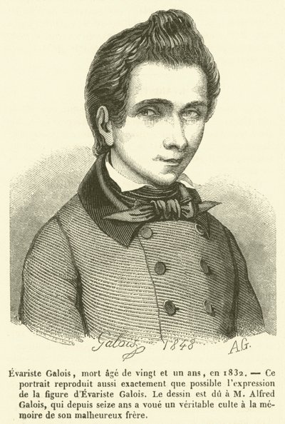Evariste Galois, morreu aos 21 anos de idade, em 1832 (gravura) de French School