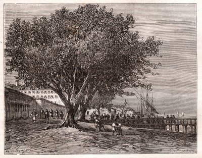 Evian-les-Bains (Evian les Bains) - Haute-Savoie - gravura em "La France illustree: geographie, histoire, administration statistique" de V.-A. Malt-Brown. 1884 de French School