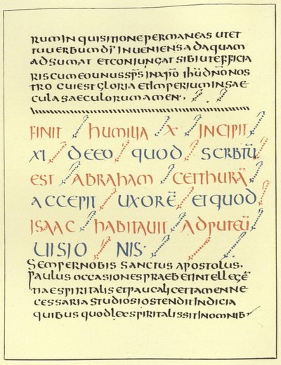 Exemplo de escrita uncial de French School