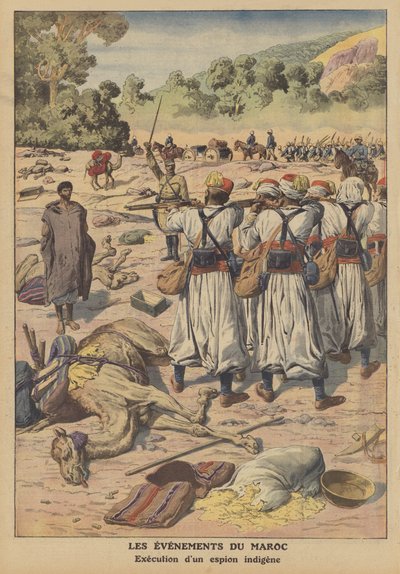 Execução de um espião nativo em Marrocos (litografia a cores) de French School