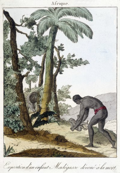 Exposição de uma criança Madegasse dedicada à morte. 1811 de French School