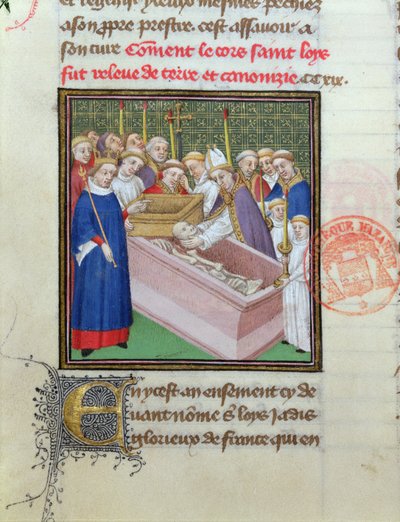 Exumação e canonização de São Luís (1215-70) em 1297, das Grandes Crônicas da França de French School