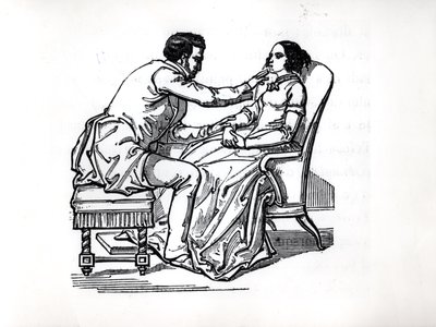 Experiência em magnetismo animal por Franz Anton Mesmer (1734-1815) em 1784 de French School