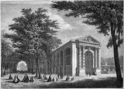 Vista exterior da sala de jogos do Príncipe Imperial em Tuileries, Paris de French School