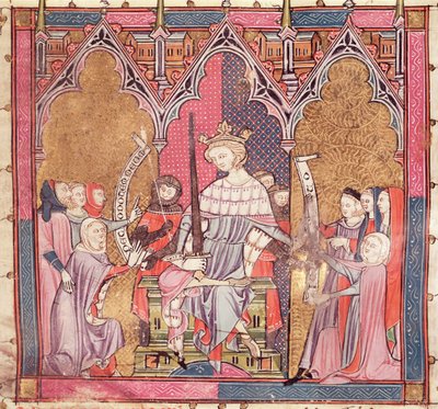 F.3r O Rei que administra a justiça, de Justiniani em Fortiatum de French School